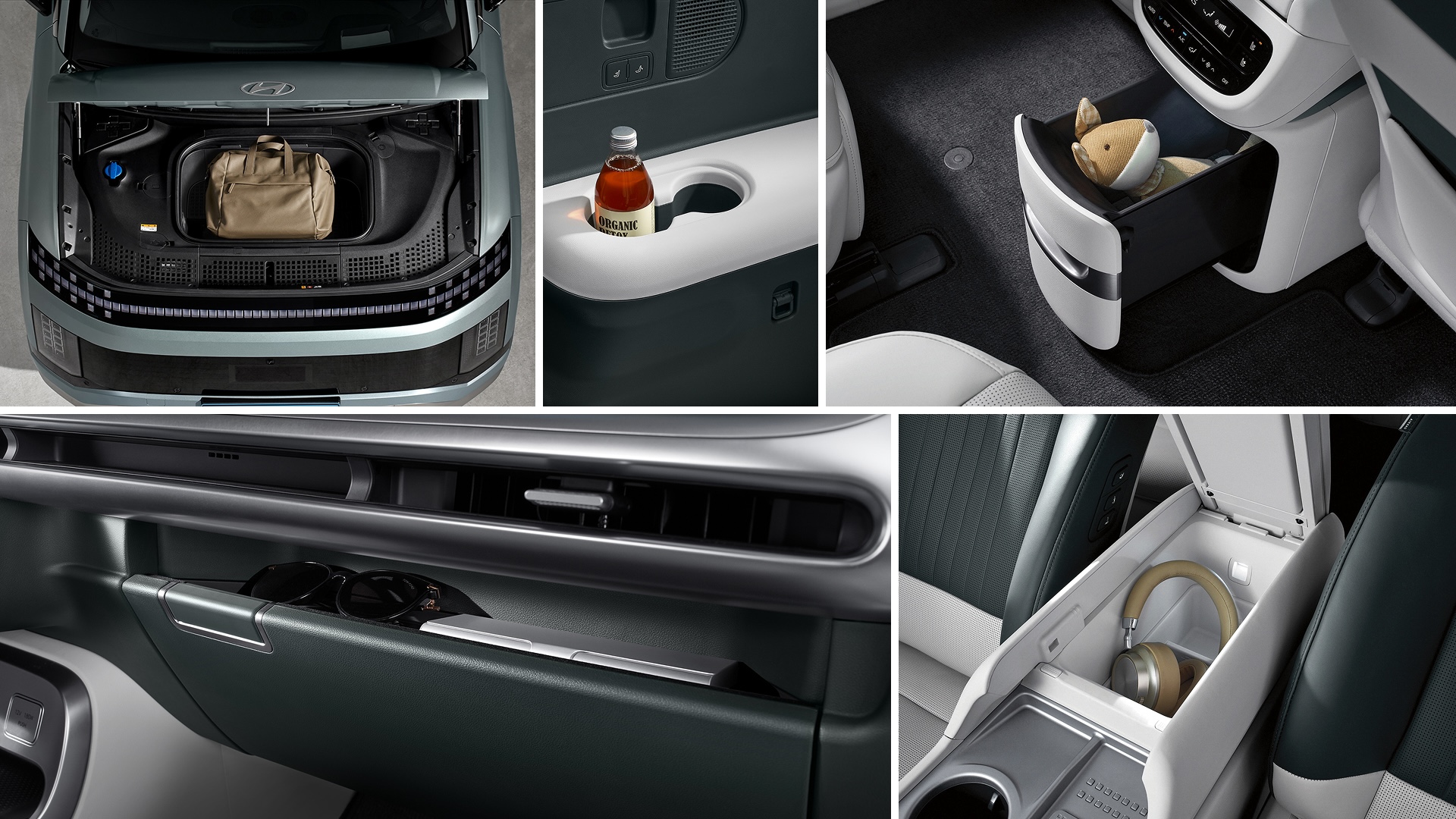 Interior storage solutions inside the Hyundai IONIQ 9 electric SUV.